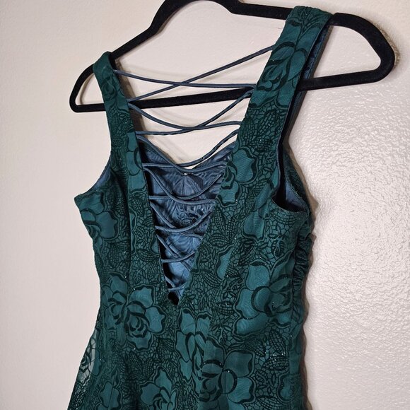 Vintage Zum Zum Size 4 Green Velvet Floral Mini Dress Forest Fairy Whimsigoth - Picture 4 of 11